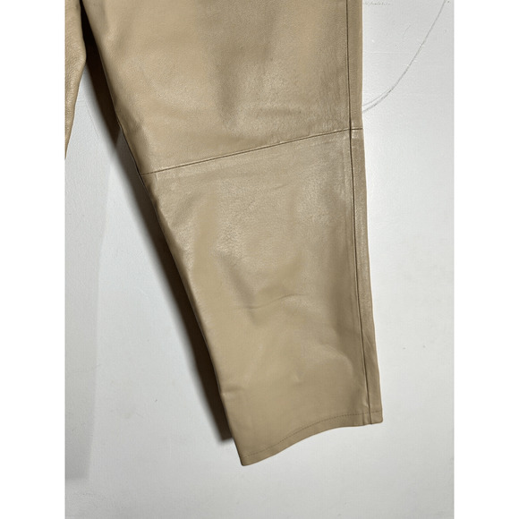 VINTAGE 90's Leather pants Newport News Jeanology Womens 8 Tan Straight cropped - Picture 9 of 16